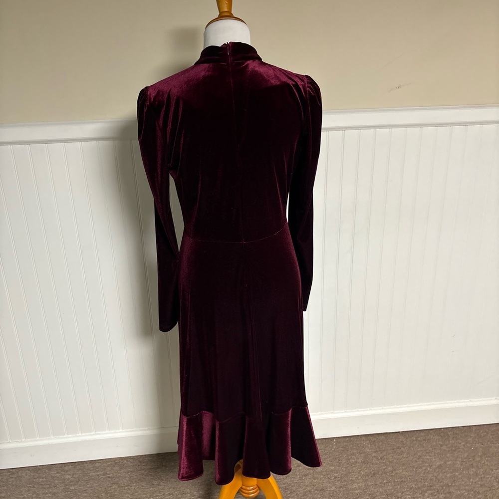 Maison Tara Deep Burgundy Long Sleeve Dress - Picture 4 of 5
